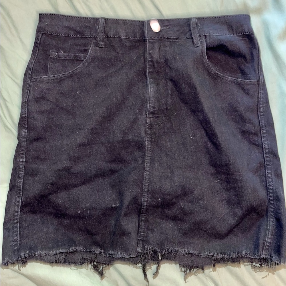 H&M Black Denim Mini Skirt